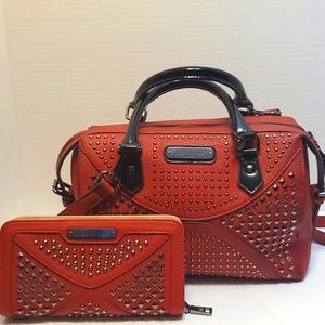 Nicole Lee Dark Red studded purse and wallet